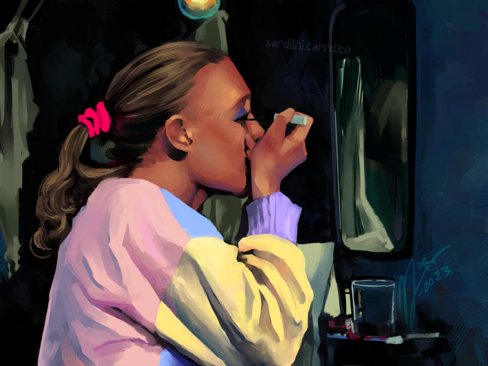 2023 / digital painting study from the movie The Match Factory Girl